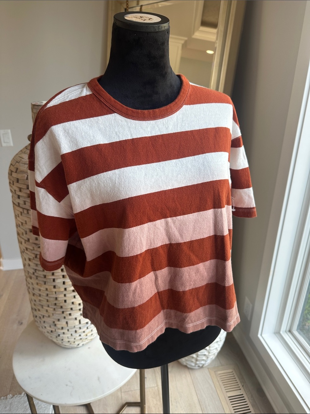 Madewell Rust, Pink & White Striped Short-Sleeve Tee